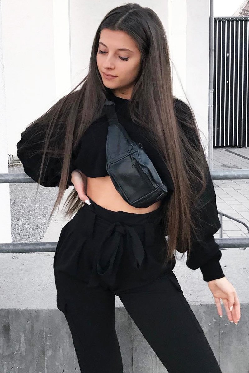 Black Faux Leather Bum Bag - Dia