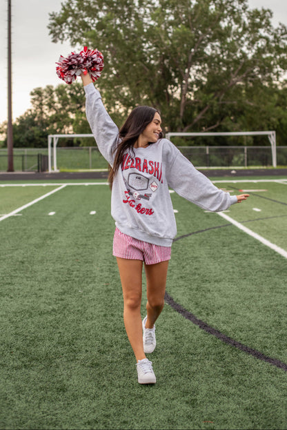 Nebraska Patches Thrifted Sweatshirt