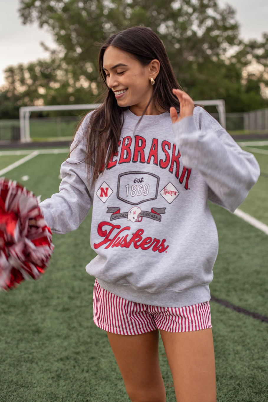 Nebraska Patches Thrifted Sweatshirt