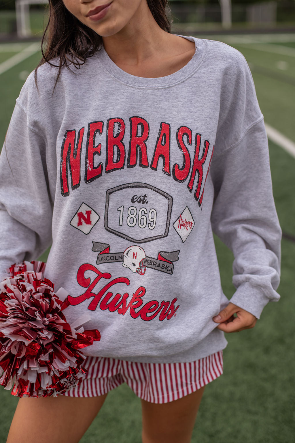 Nebraska Patches Thrifted Sweatshirt