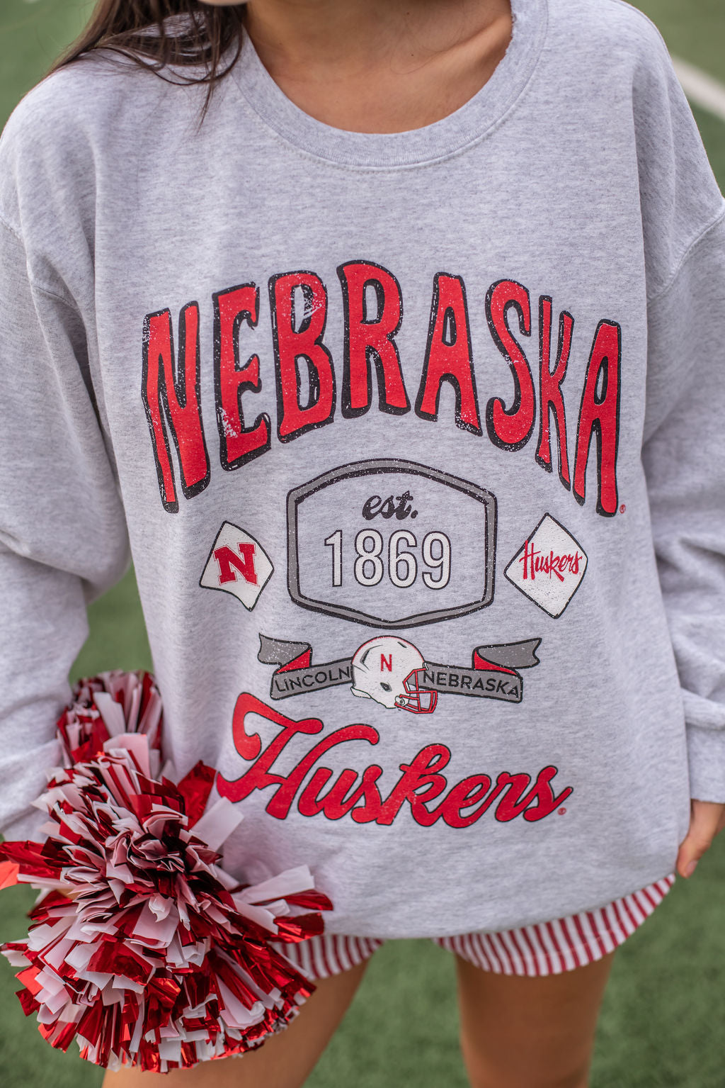 Nebraska Patches Thrifted Sweatshirt