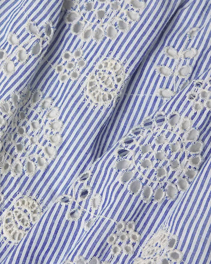Dani Top In Pinstripe Eyelet