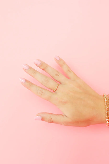 Lexi 2mm Gold Beaded Band Ring