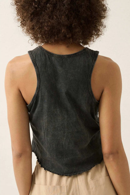 Real Talk Vintage-Wash Lettuce-Edge Tank Top