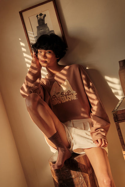 Stop and Love Cropped Thermal Graphic Top