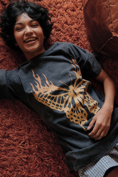 Burning Beauty Distressed Butterfly Graphic Tee