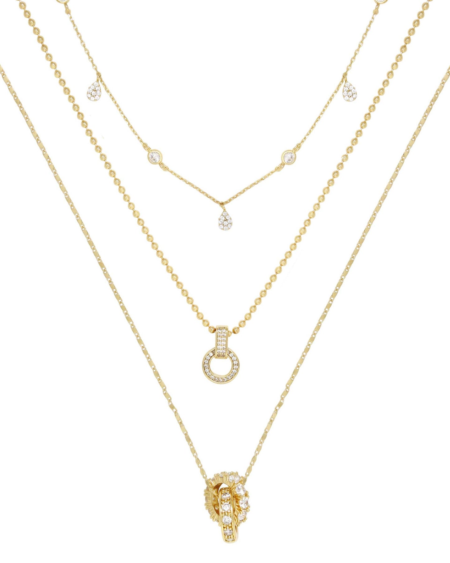 Dainty Crystal Trio Necklace Set