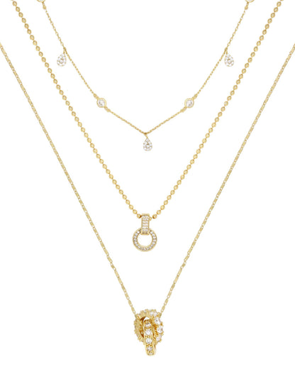 Dainty Crystal Trio Necklace Set