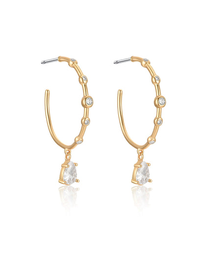 Delicate Crystal Charm Hoop Earrings