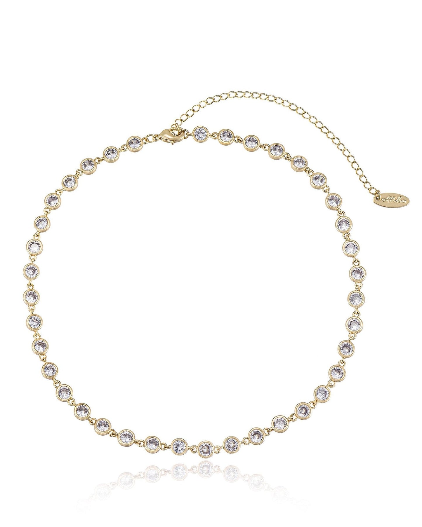 Crystal Disc and Link Necklace