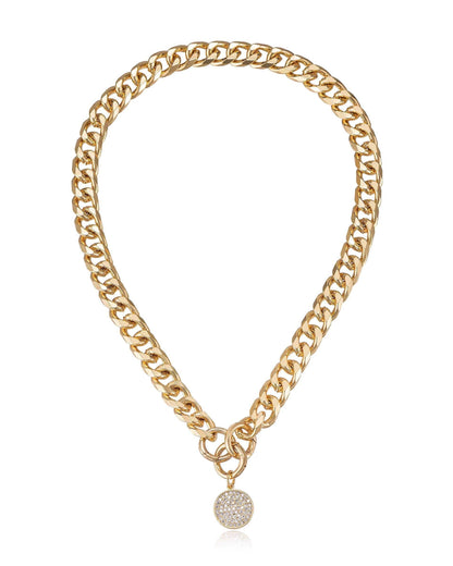 Crystal Disc Charm and Chain Necklace