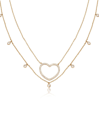 Crystal Heart Drop Necklace Set