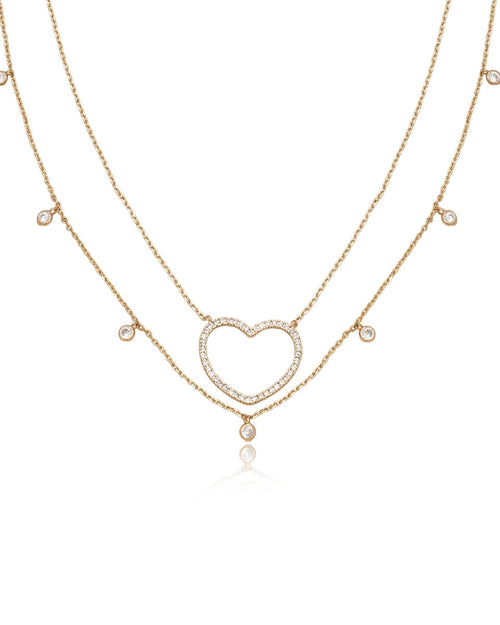 Crystal Heart Drop Necklace Set