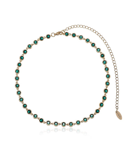 Crystal Disc and Link Necklace