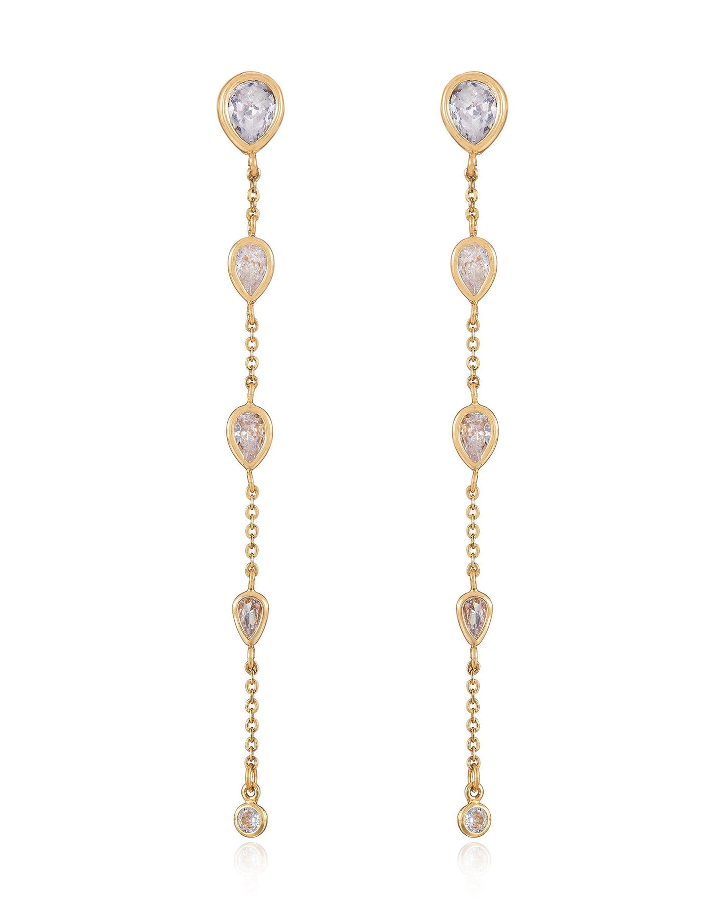 Dainty Bezel Crystal Dangle Earrings