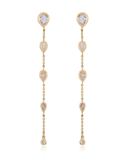 Dainty Bezel Crystal Dangle Earrings