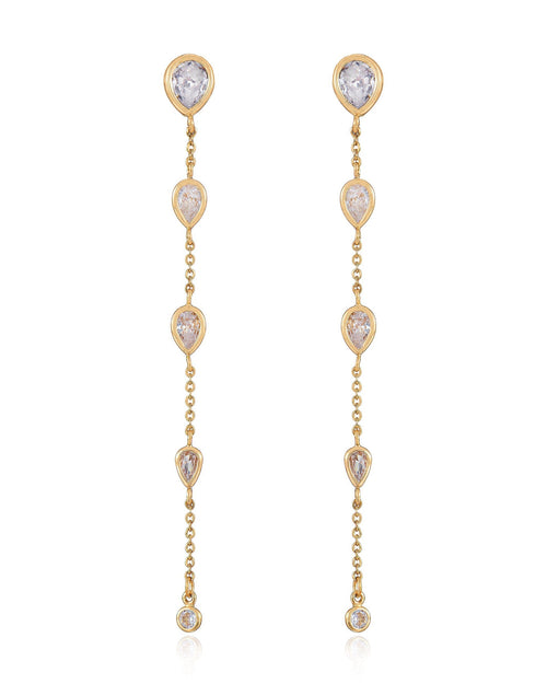 Dainty Bezel Crystal Dangle Earrings