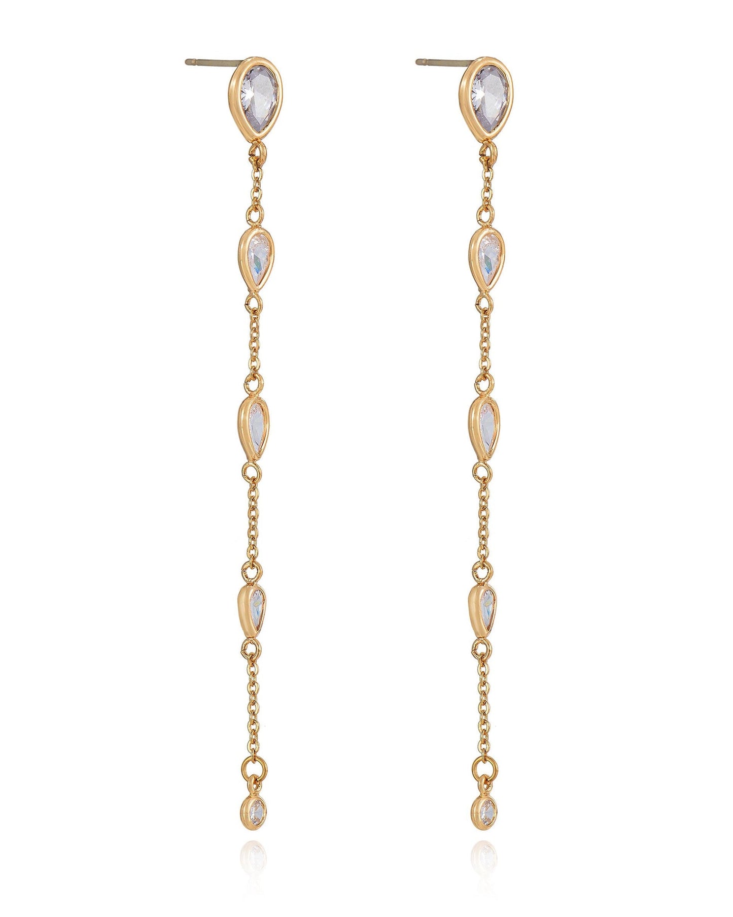 Dainty Bezel Crystal Dangle Earrings