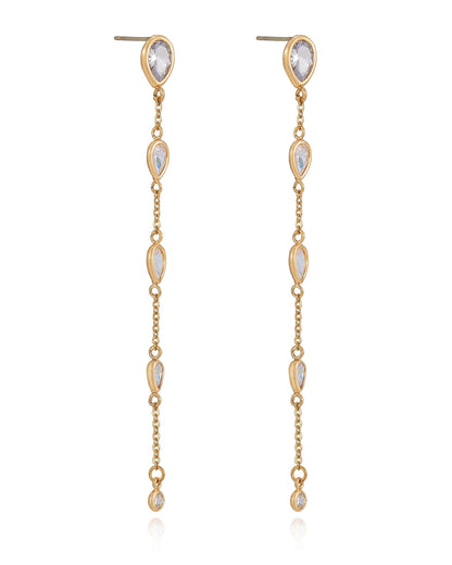 Dainty Bezel Crystal Dangle Earrings
