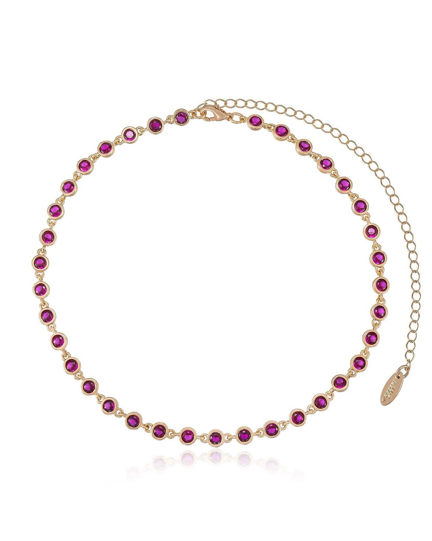 Crystal Disc and Link Necklace