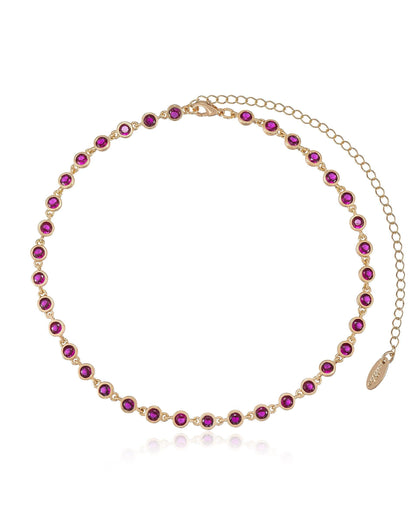 Crystal Disc and Link Necklace