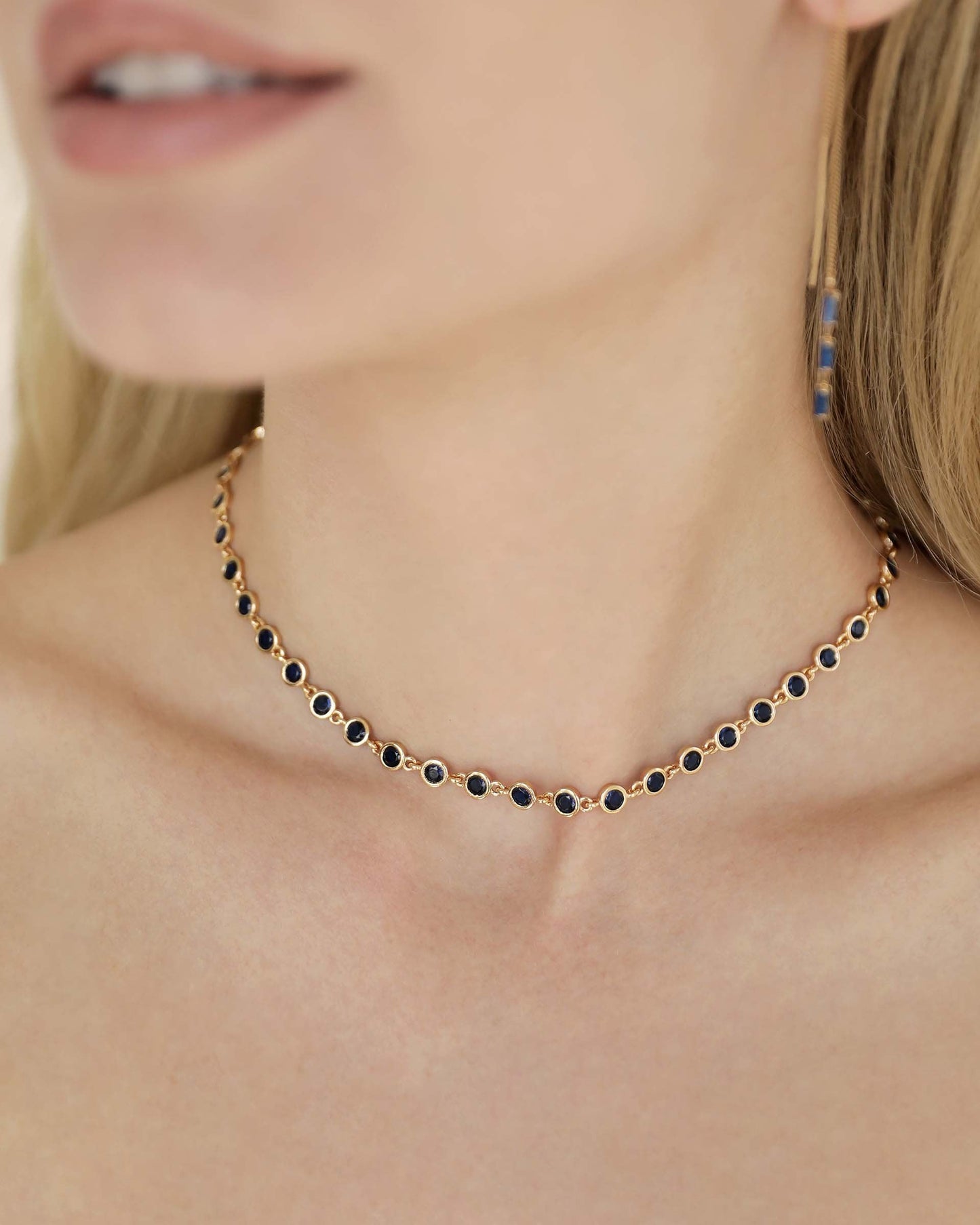 Crystal Disc and Link Necklace
