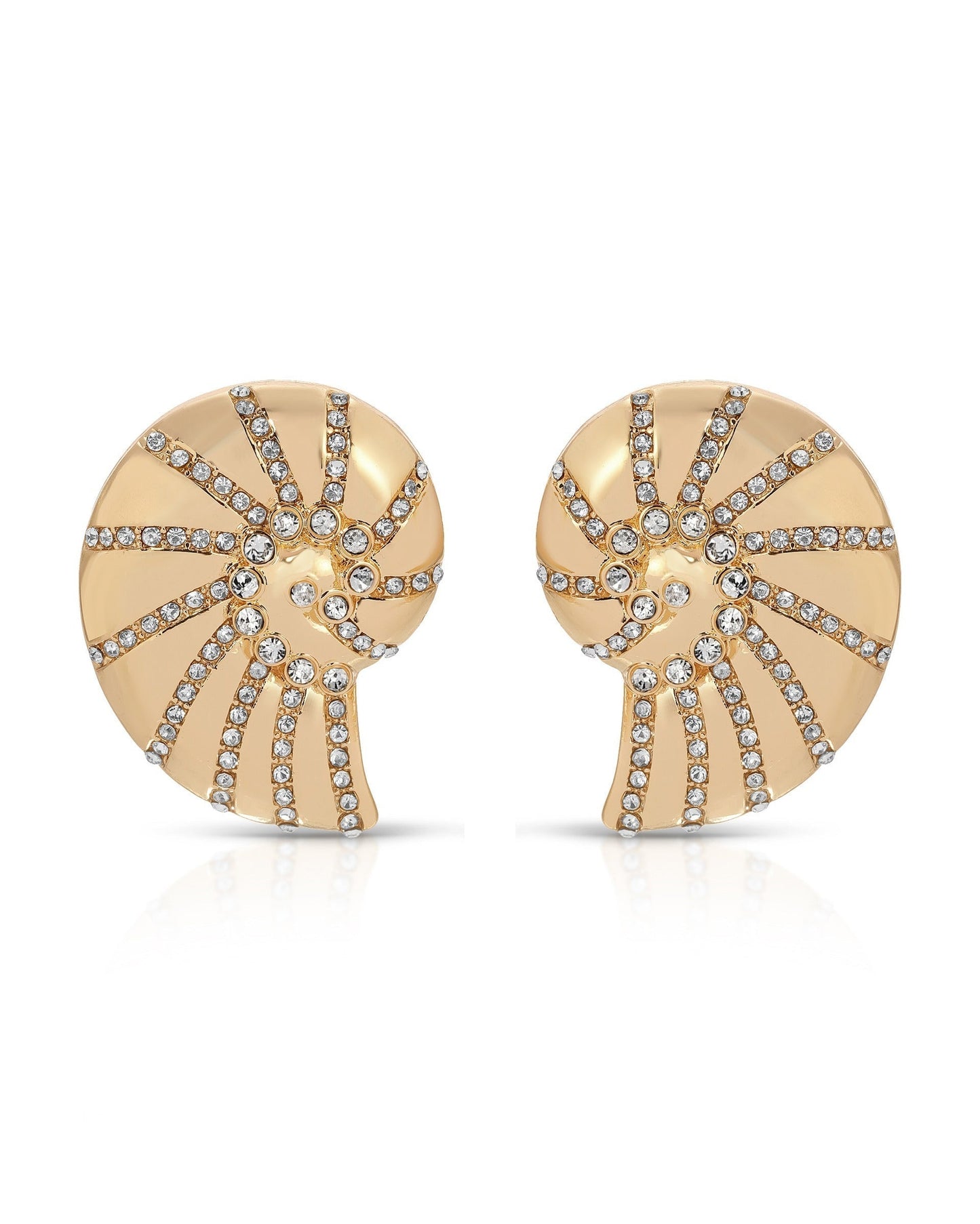 Crystal Studded Nautilus Shell Earrings