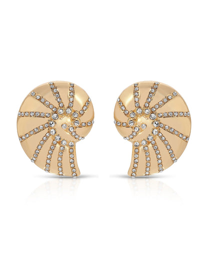 Crystal Studded Nautilus Shell Earrings