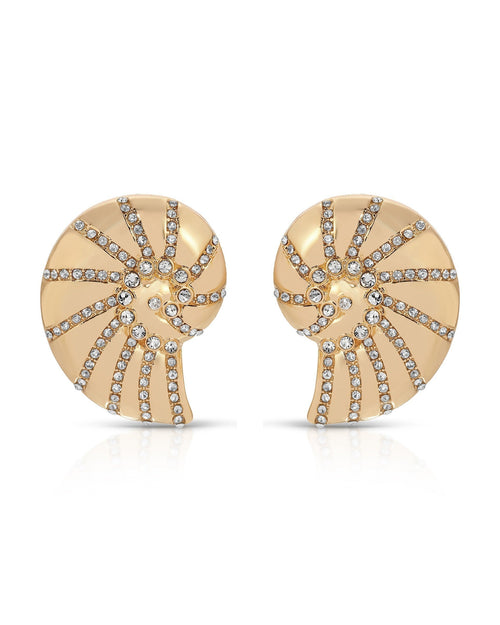 Crystal Studded Nautilus Shell Earrings