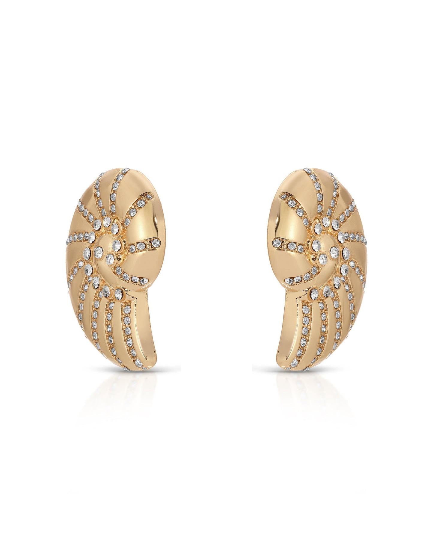 Crystal Studded Nautilus Shell Earrings