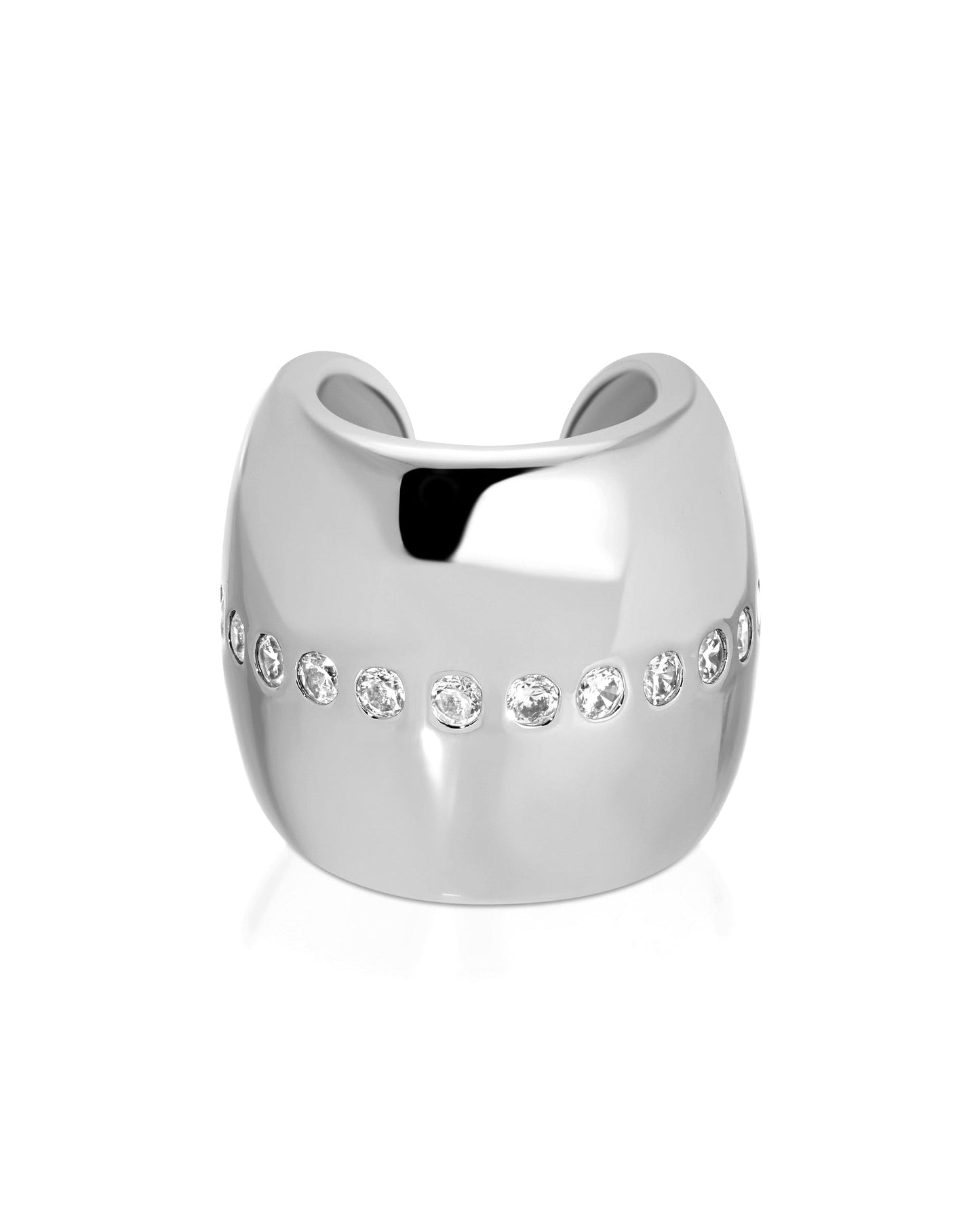 Center Crystal Line Chunky Ear Cuff