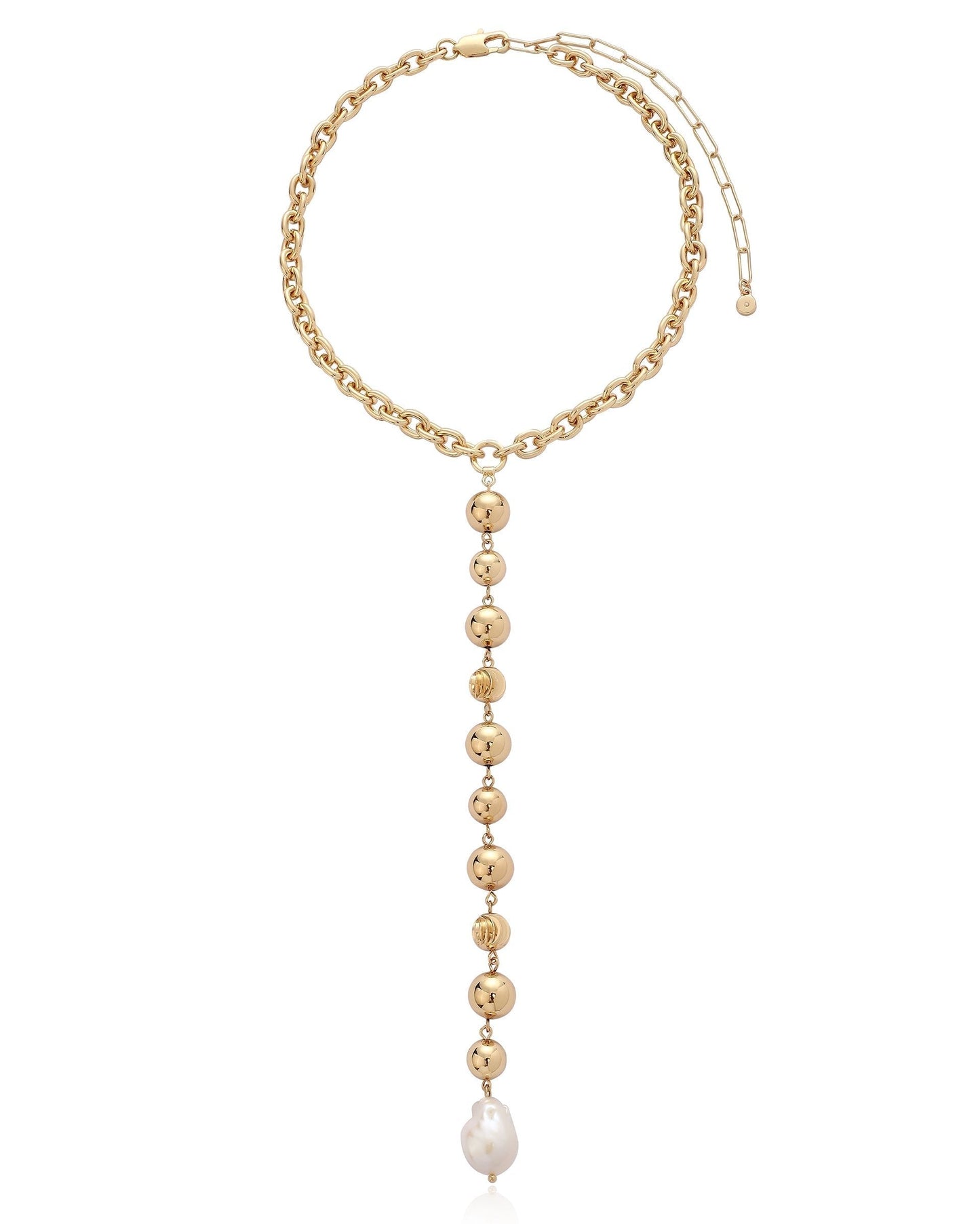 Deep Drop Pearl Lariat Necklace