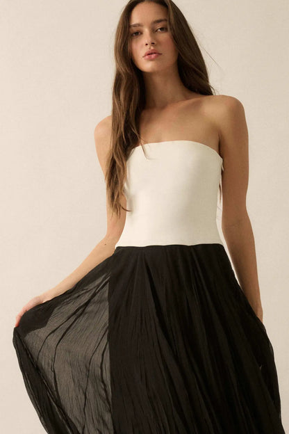 Double Take Colorblock Strapless Maxi Dress