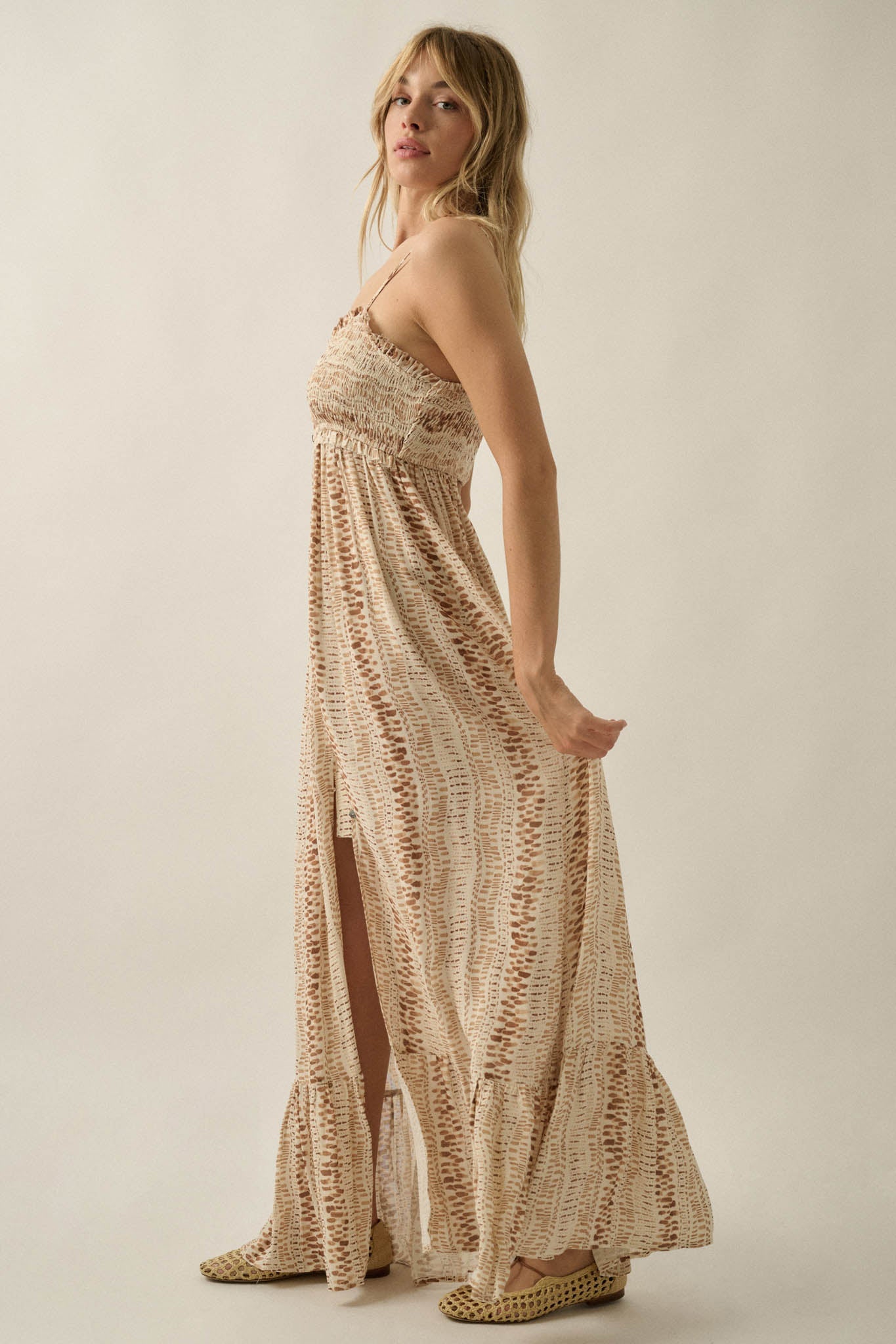 Wandering Soul Abstract-Print Button-Front Maxi Dress