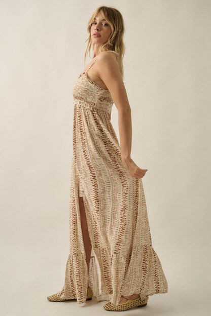 Wandering Soul Abstract-Print Button-Front Maxi Dress