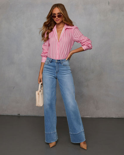 Cellia Striped Button Down Top