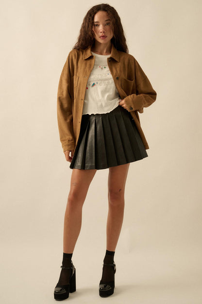 Soft Spoken Vegan Suede Pocket Shacket