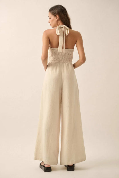 Better Nature Wide-Leg Linen-Blend Vest Jumpsuit