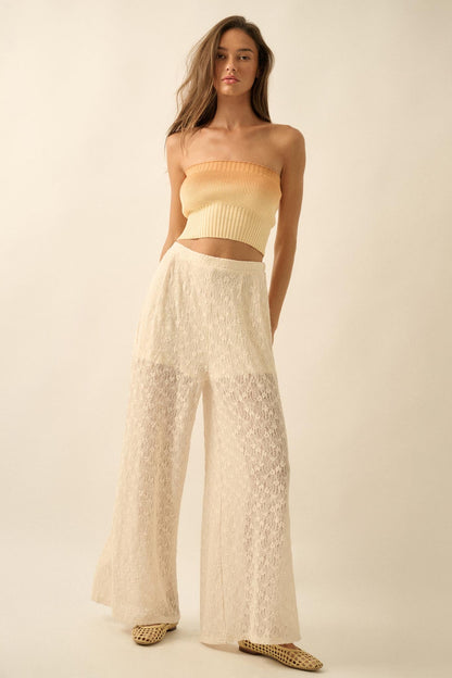 Sweet Breeze Floral Lace Wide-Leg Pants