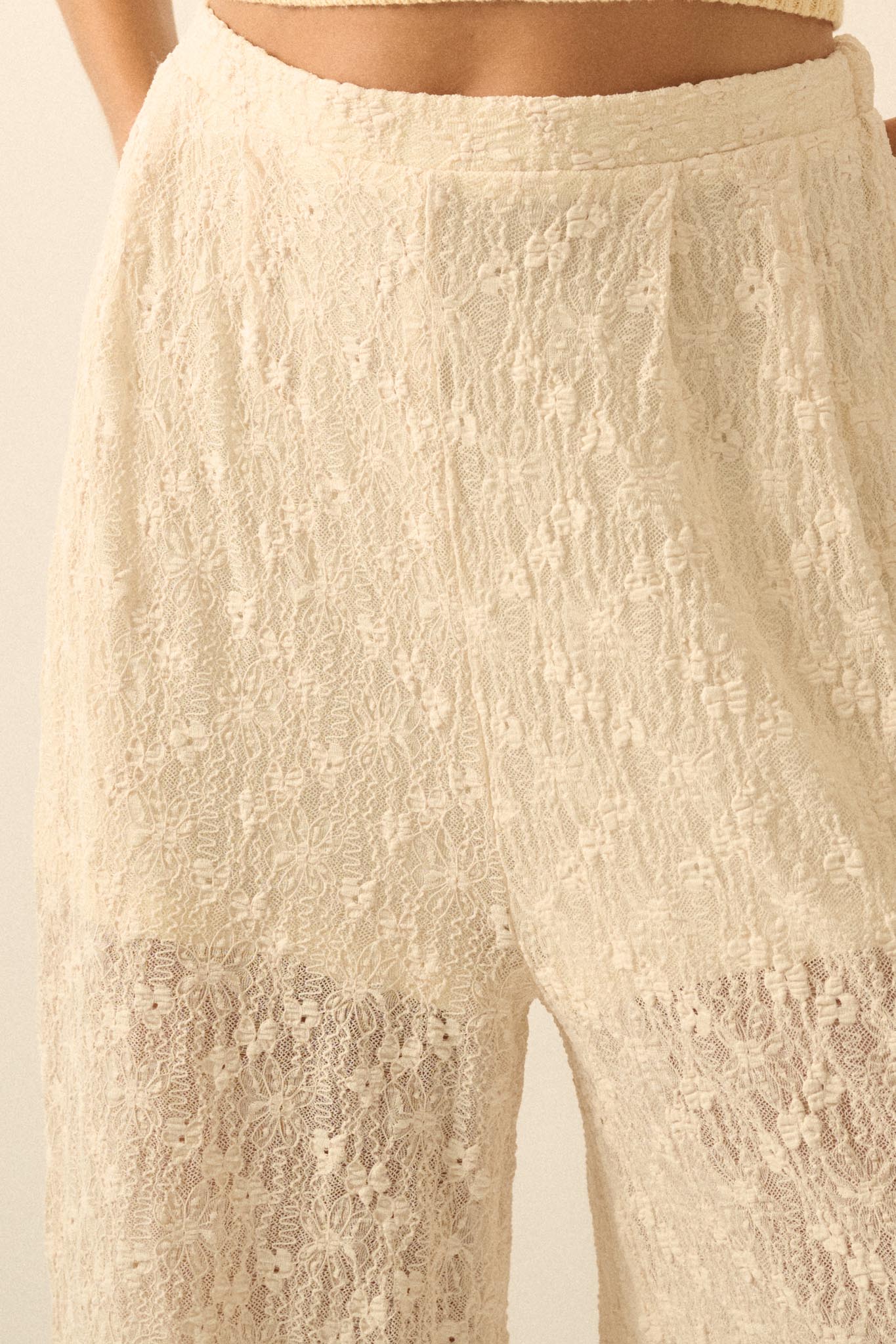Sweet Breeze Floral Lace Wide-Leg Pants