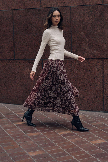 Blooming Grace Floral Organza Circle Midi Skirt