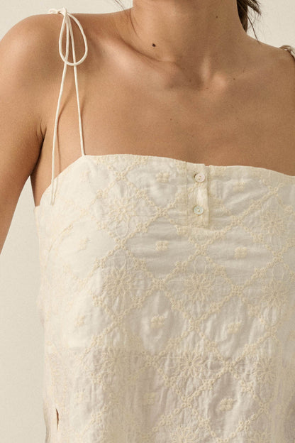 Feeling Flirty Embroidered Straight-Neck Cami Top
