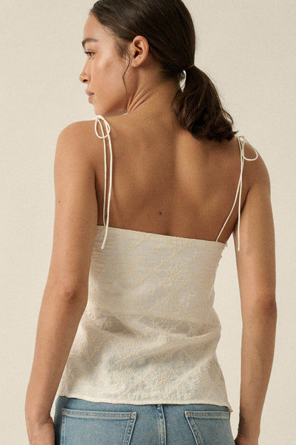 Feeling Flirty Embroidered Straight-Neck Cami Top