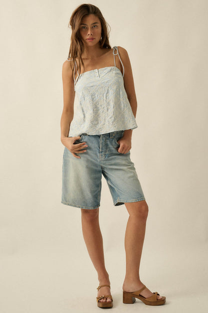 Feeling Flirty Embroidered Straight-Neck Cami Top