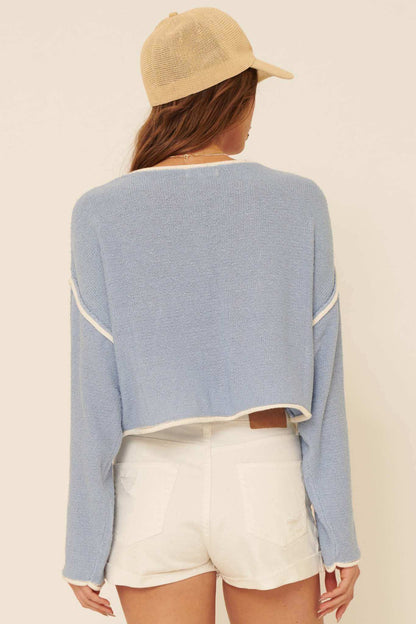 Cuddle Party Cropped Exposed-Seam Sweater