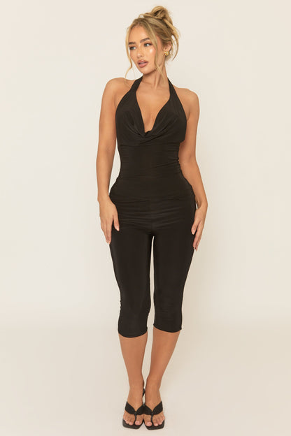 Black Double Slinky Capri Leggings - Kelsia