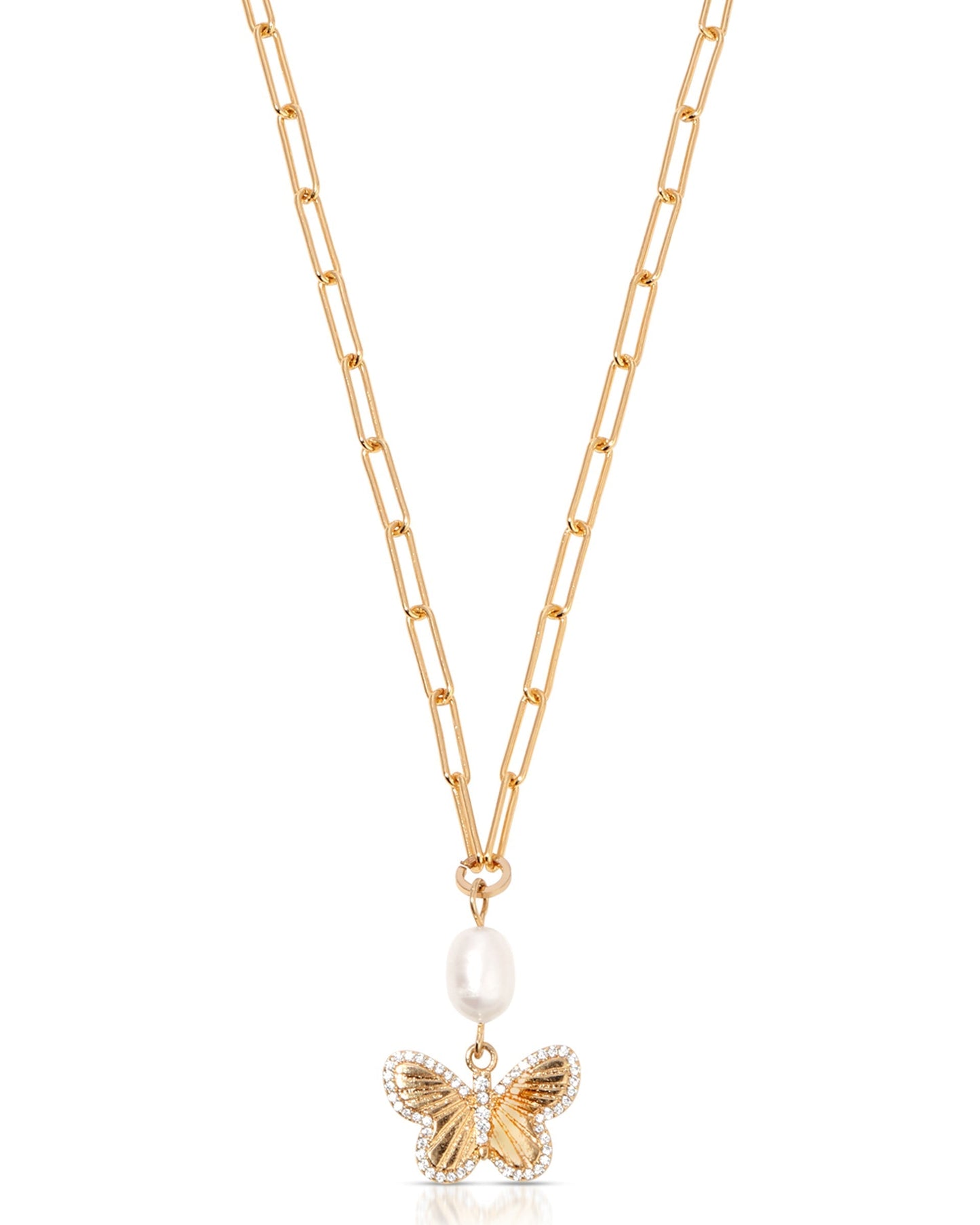 Butterfly Pearl Chain Necklace