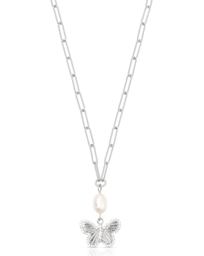 Butterfly Pearl Chain Necklace