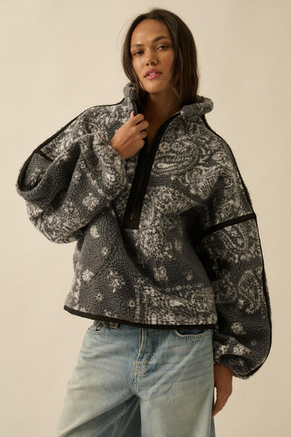 Dream On Paisley-Print Fleece Half-Zip Pullover