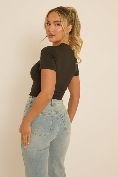 Black Cowgirl Boots Crop Tshirt - Precious